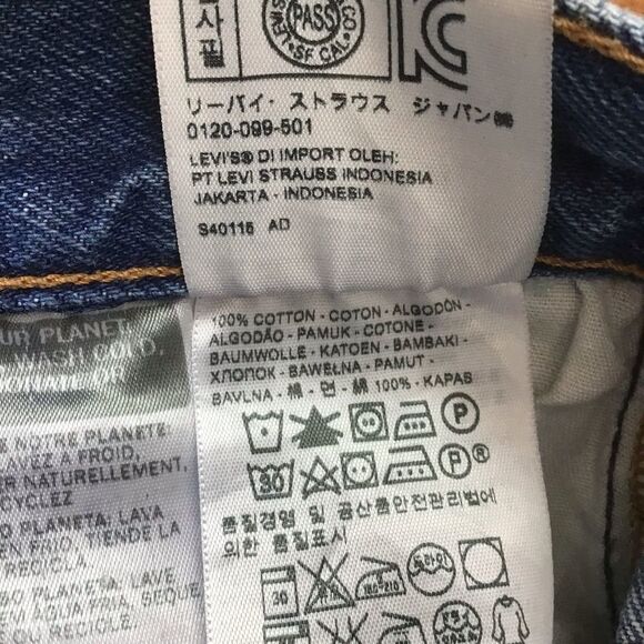 Levis 501 Blue Jeans Distressed ripped 100% cotton denim button fly straight 25 - Picture 5 of 14